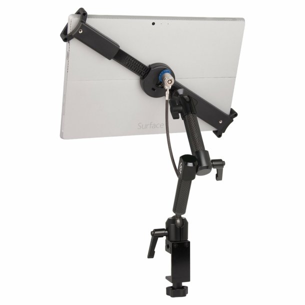 LockDown Universal C-Clamp Dual Arm Mount with Key Cable Lock for 10-inch to 13-inch Tablets